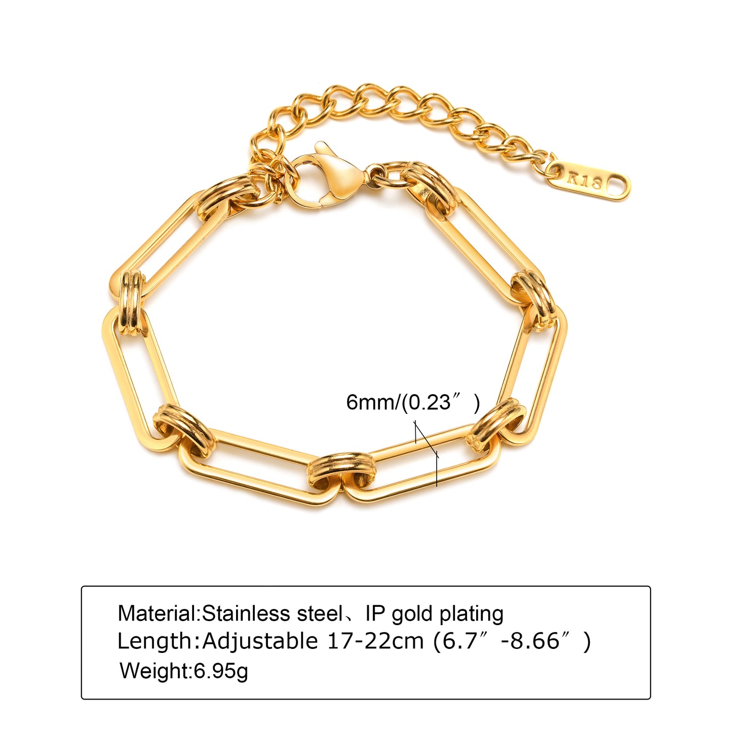 Ig Style Solid Color Stainless Steel Plating 18k Gold Plated Bracelets