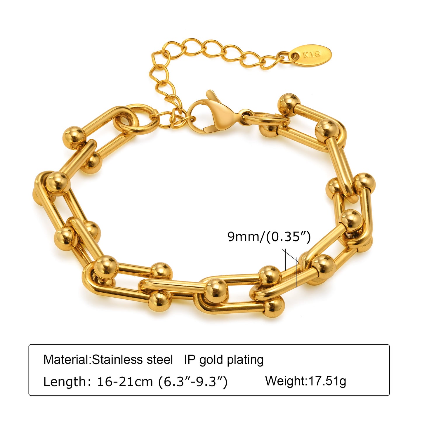 Wholesale Simple Style Geometric Stainless Steel 18k Gold Plated Bracelets