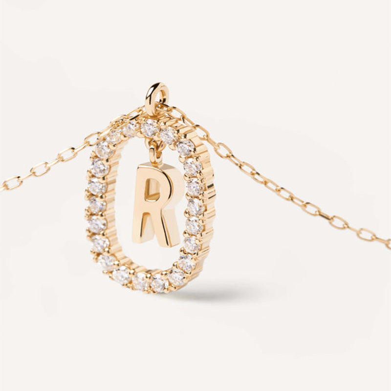 Simple Style Letter Sterling Silver Plating Inlay Zircon Gold Plated Pendant Necklace