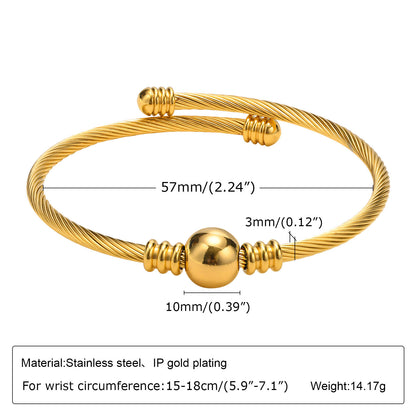 Casual Streetwear Geometric Stainless Steel Plating 18k Gold Plated Bangle