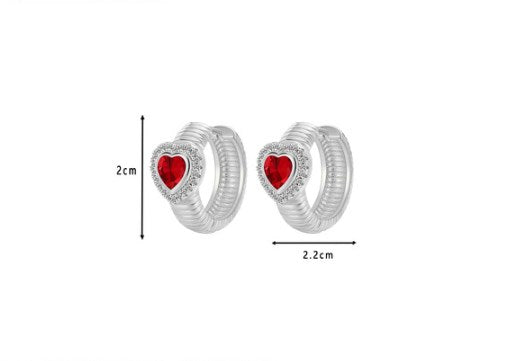 1 Pair Retro Heart Shape Copper Inlay Zircon Earrings