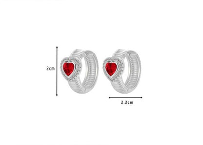 1 Pair Retro Heart Shape Copper Inlay Zircon Earrings