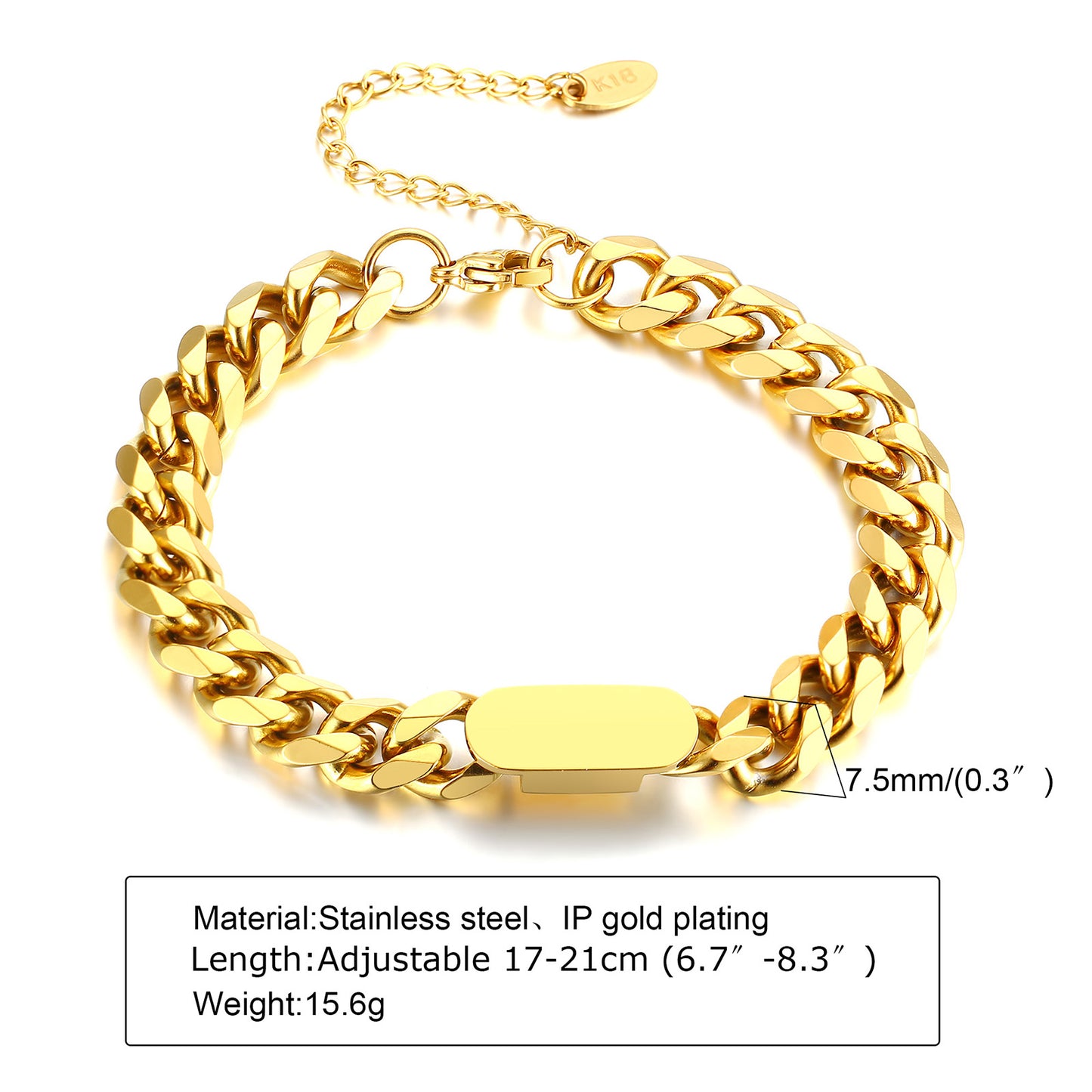 Wholesale Retro Portrait Heart Shape Lock Stainless Steel 18k Gold Plated Bracelets