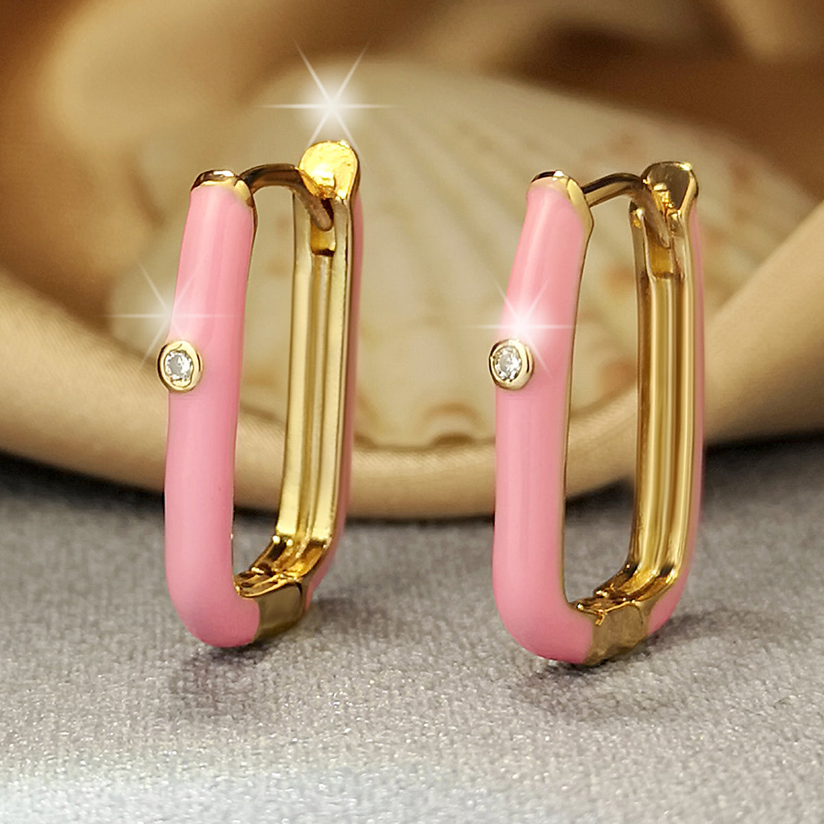 1 Pair Ins Style U Shape Copper Plating Inlay Zircon Gold Plated Silver Plated Hoop Earrings