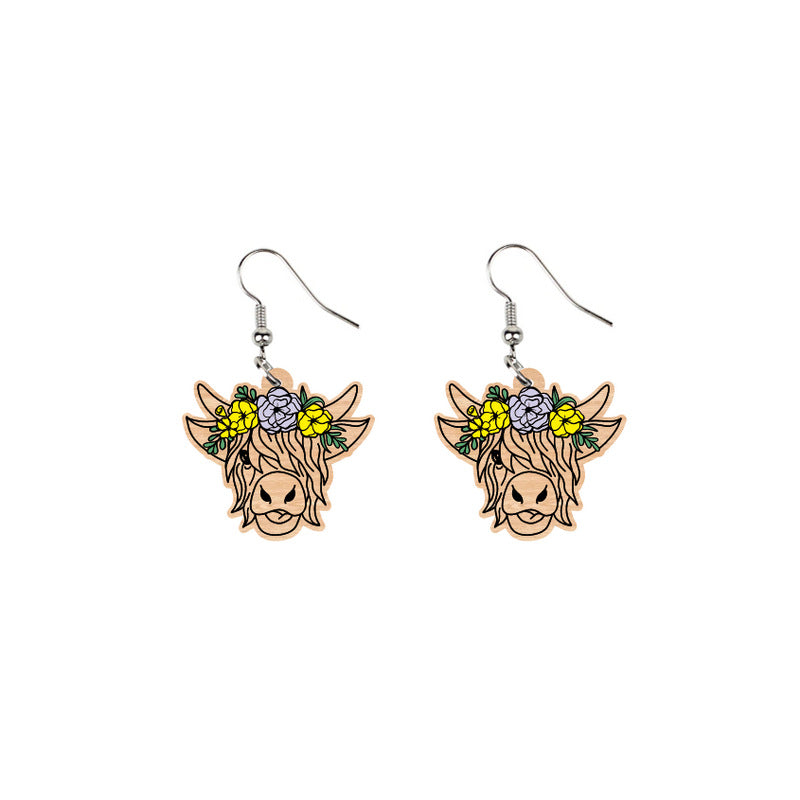 Wholesale Jewelry 1 Pair Cartoon Style Flower Wood Earrings