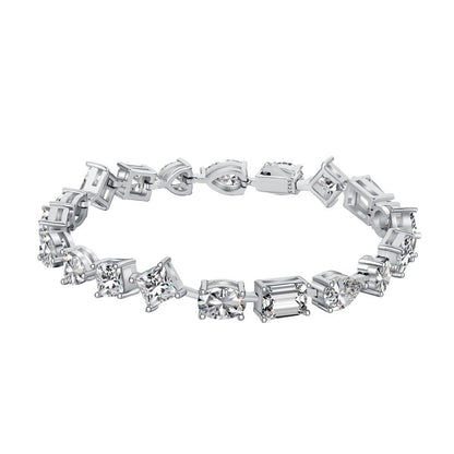 Simple Style Round Sterling Silver Inlay Zircon Bracelets 1 Piece