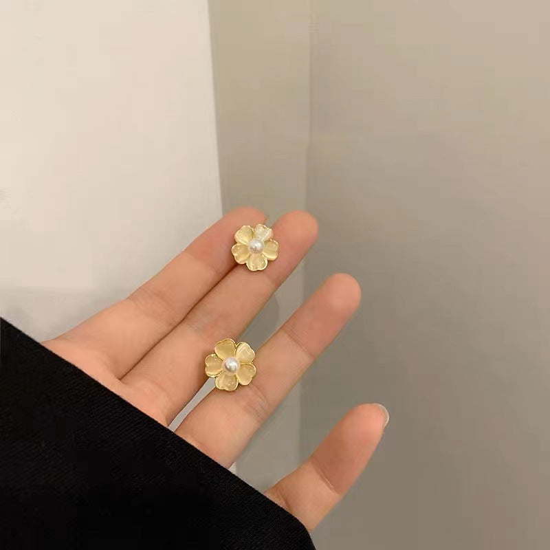 Wholesale Jewelry 1 Pair Simple Style Flower Alloy Zircon Ear Studs