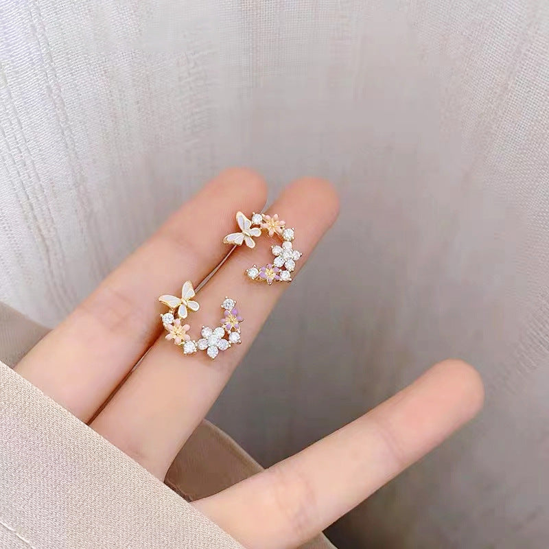 Wholesale Jewelry 1 Pair Simple Style Flower Alloy Zircon Ear Studs