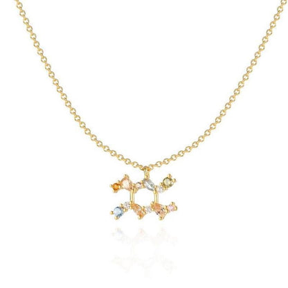 Simple Style Constellation Sterling Silver Metal Inlay Zircon Necklace