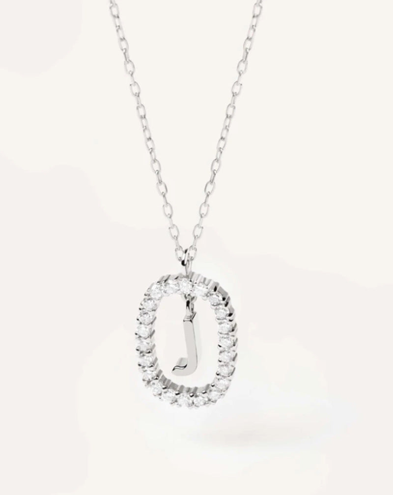 Elegant Simple Style Letter Sterling Silver Zircon Pendant Necklace In Bulk