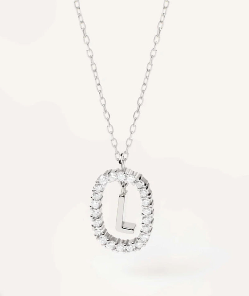 Elegant Simple Style Letter Sterling Silver Zircon Pendant Necklace In Bulk