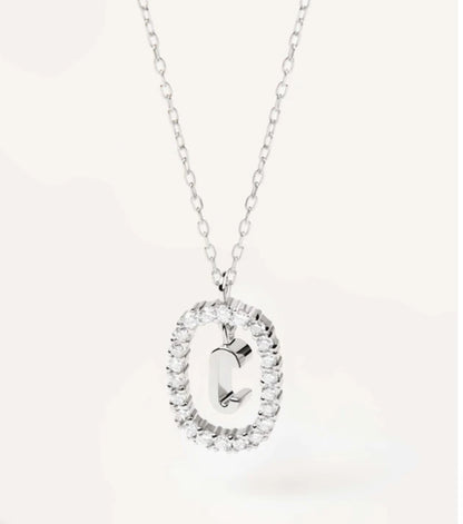 Elegant Simple Style Letter Sterling Silver Zircon Pendant Necklace In Bulk