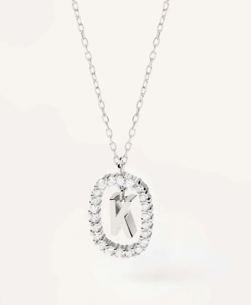 Elegant Simple Style Letter Sterling Silver Zircon Pendant Necklace In Bulk