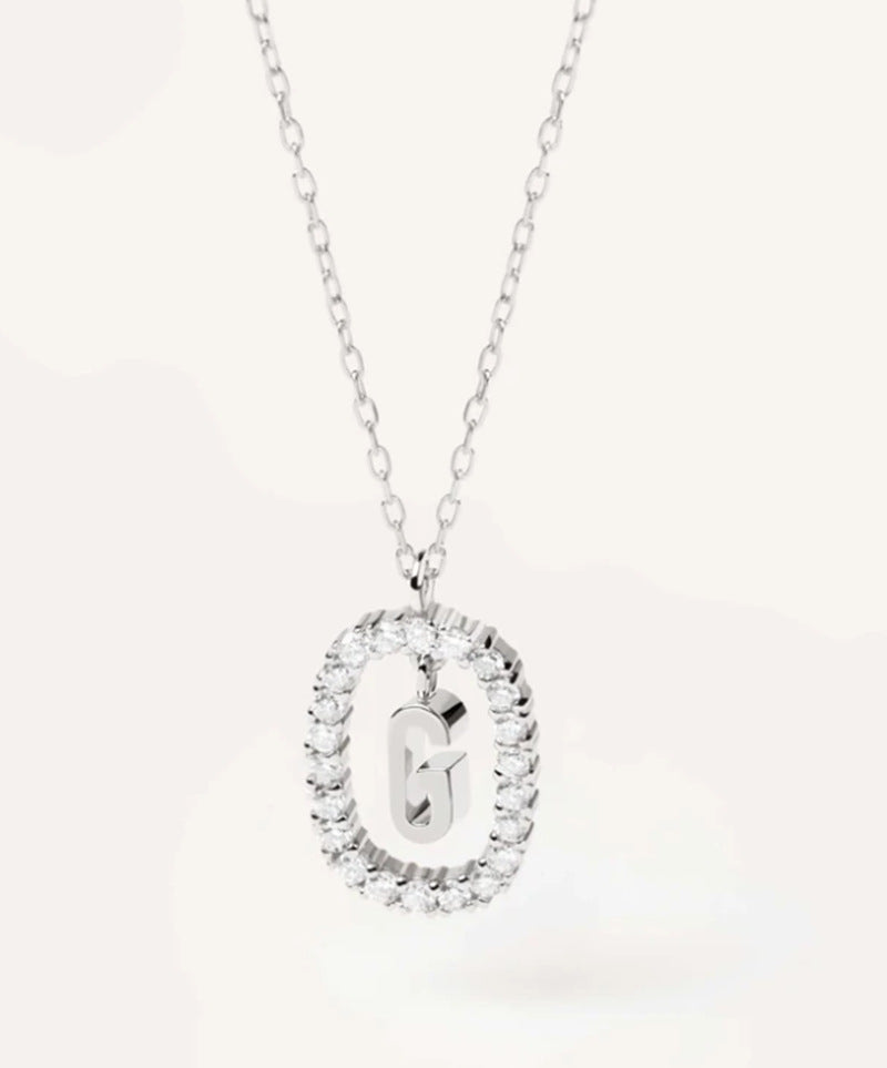 Elegant Simple Style Letter Sterling Silver Zircon Pendant Necklace In Bulk