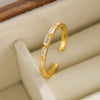 Simple Style Rectangle Copper Plating Inlay Zircon 18k Gold Plated Open Ring