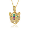 Retro Animal Copper Plating Inlay Zircon Gold Plated Pendant Necklace