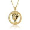 Retro Animal Copper Plating Inlay Zircon Gold Plated Pendant Necklace