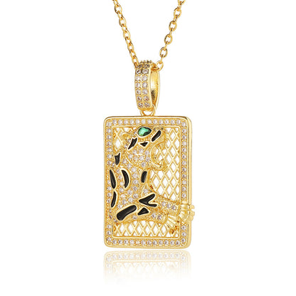 Retro Animal Copper Plating Inlay Zircon Gold Plated Pendant Necklace