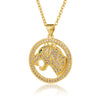 Retro Animal Copper Plating Inlay Zircon Gold Plated Pendant Necklace