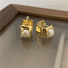 1 Pair Lady Geometric Copper Plating Inlay Freshwater Pearl Earrings