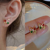 Fashion Heart Shape Flower Copper Beaded Plating Inlay Pearl Zircon Earrings Ear Studs 1 Pair