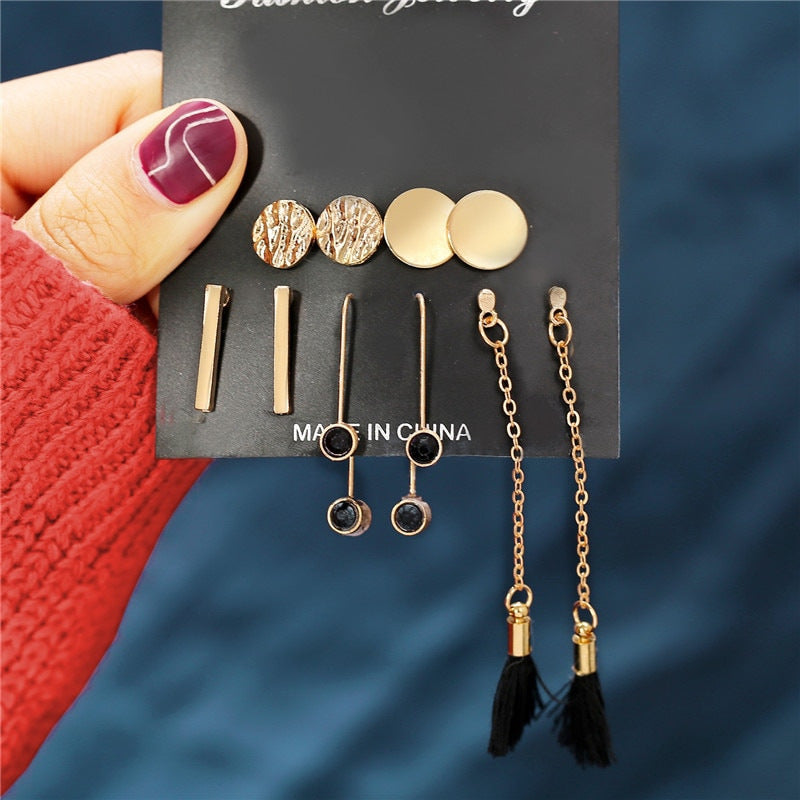 Wholesale Jewelry 1 Set Retro Round Tassel Heart Shape Alloy Earrings