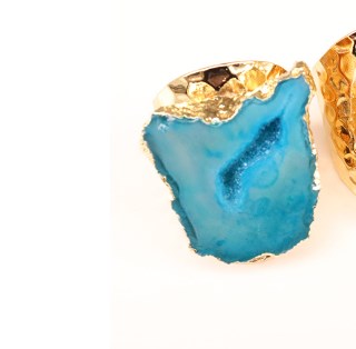 Casual Irregular Agate Brass Natural Stone Wholesale Open Ring