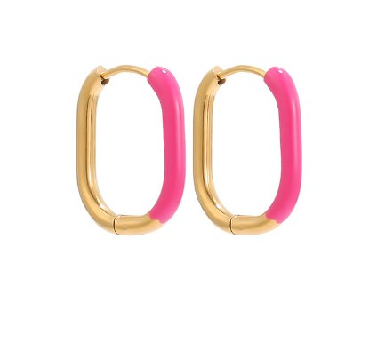 1 Pair Simple Style U Shape Enamel Stainless Steel Earrings