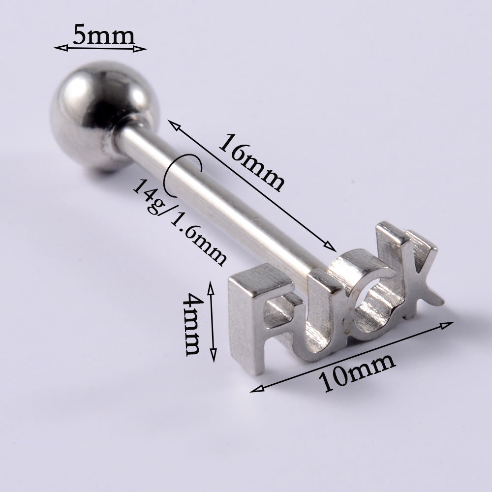 Lady Letter Stainless Steel Plating Tongue Nail