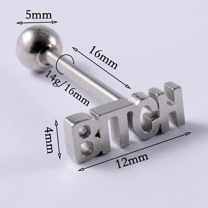 Lady Letter Stainless Steel Plating Tongue Nail