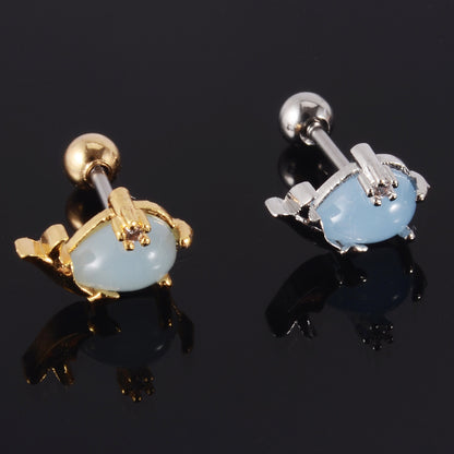 1 Piece Retro Starfish Crab Stainless Steel Copper Inlay Zircon Ear Studs