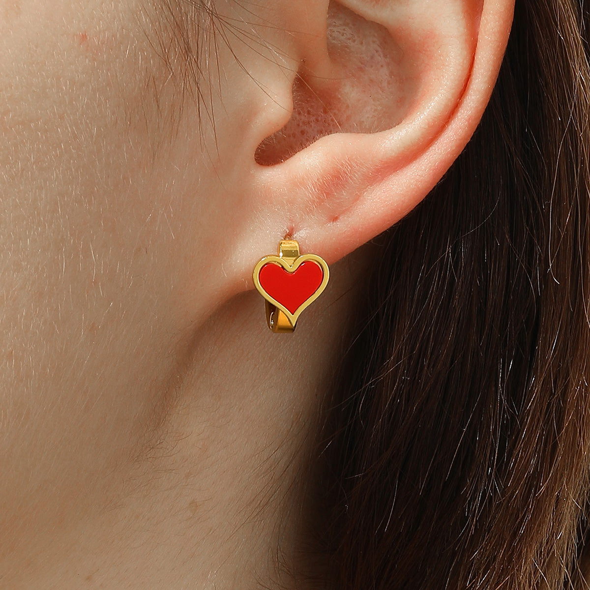 1 Pair Sweet Maple Leaf Heart Shape Butterfly Stainless Steel Plating Inlay Shell Gold Plated Hoop Earrings