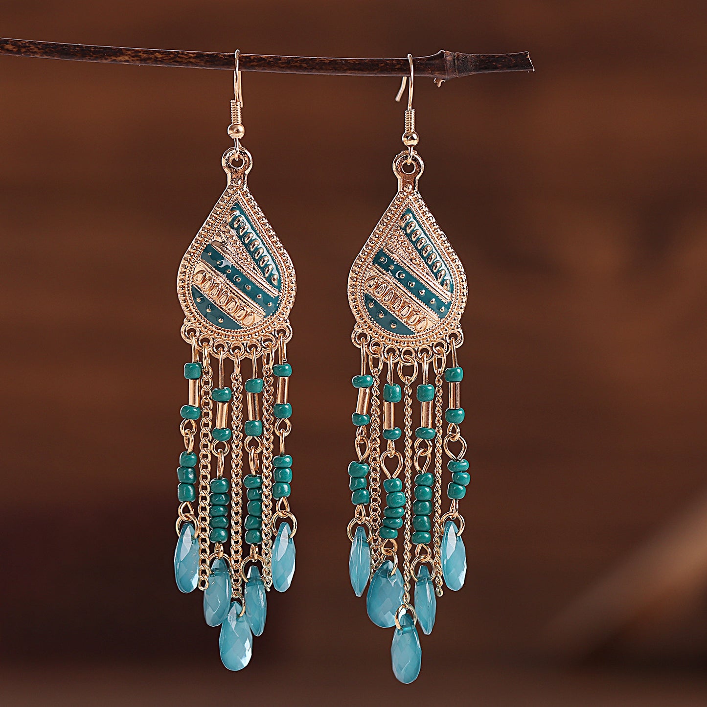 Wholesale Jewelry 1 Pair Ethnic Style Water Droplets Alloy Drop Earrings