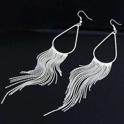 Wholesale Jewelry 1 Pair Simple Style Water Droplets Tassel Alloy Drop Earrings