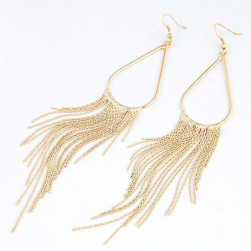 Wholesale Jewelry 1 Pair Simple Style Water Droplets Tassel Alloy Drop Earrings