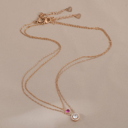 Simple Style Round Copper Inlay Zircon Pendant Necklace