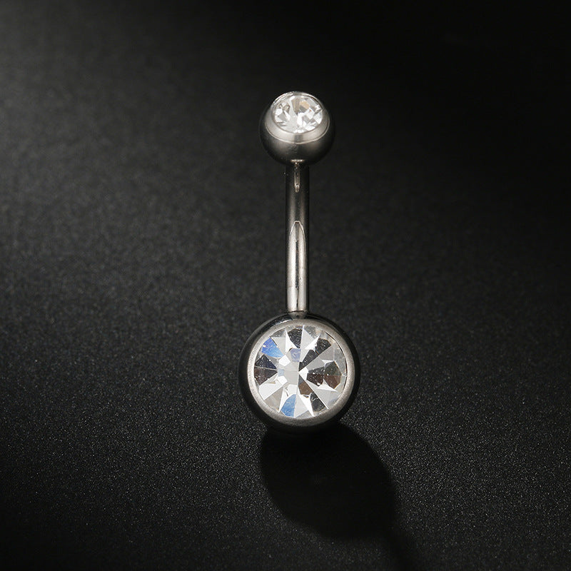 Wholesale Simple Style Round Titanium Steel Zircon Belly Ring