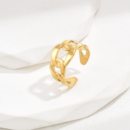 Elegant Romantic Simple Style Heart Shape Stainless Steel 18k Gold Plated Open Ring