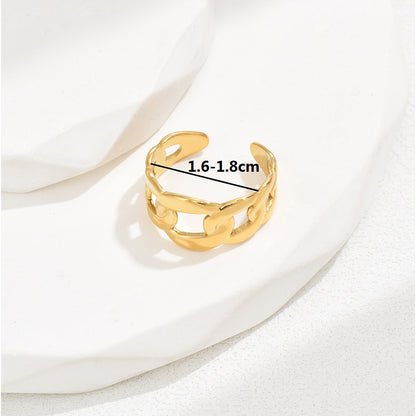 Elegant Romantic Simple Style Heart Shape Stainless Steel 18k Gold Plated Open Ring