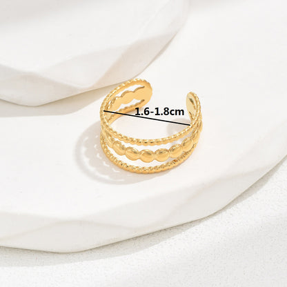 Elegant Romantic Simple Style Heart Shape Stainless Steel 18k Gold Plated Open Ring