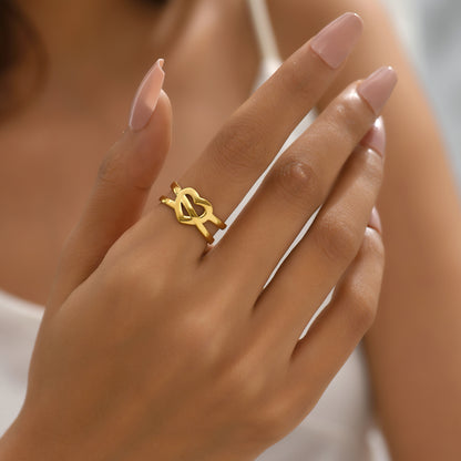 Elegant Romantic Simple Style Heart Shape Stainless Steel 18k Gold Plated Open Ring