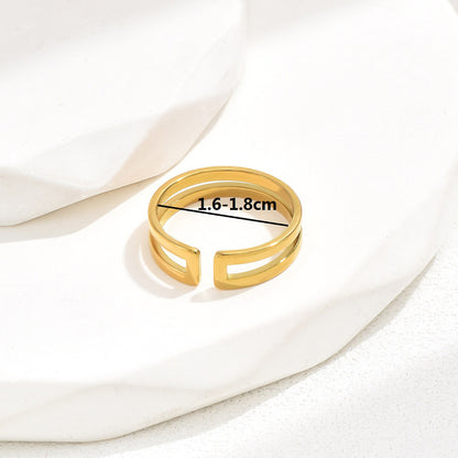 Elegant Romantic Simple Style Heart Shape Stainless Steel 18k Gold Plated Open Ring