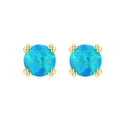 1 Pair Simple Style Round Sterling Silver Plating Inlay Gem 14k Gold Plated Rhodium Plated Ear Studs