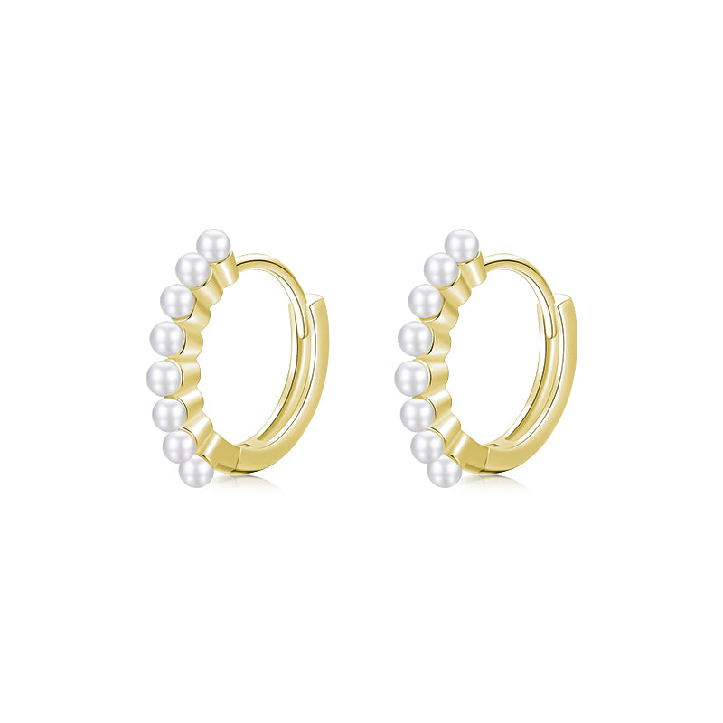 1 Pair Ins Style Round Sterling Silver Plating Inlay Artificial Pearls 14k Gold Plated Rhodium Plated Hoop Earrings