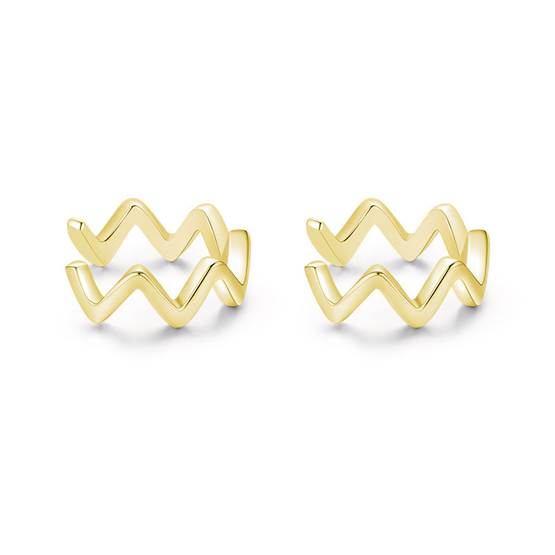 1 Pair Simple Style Waves Plating Sterling Silver 14k Gold Plated Rhodium Plated Ear Clips