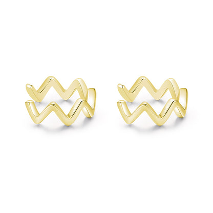 1 Pair Simple Style Waves Plating Sterling Silver 14k Gold Plated Rhodium Plated Ear Clips