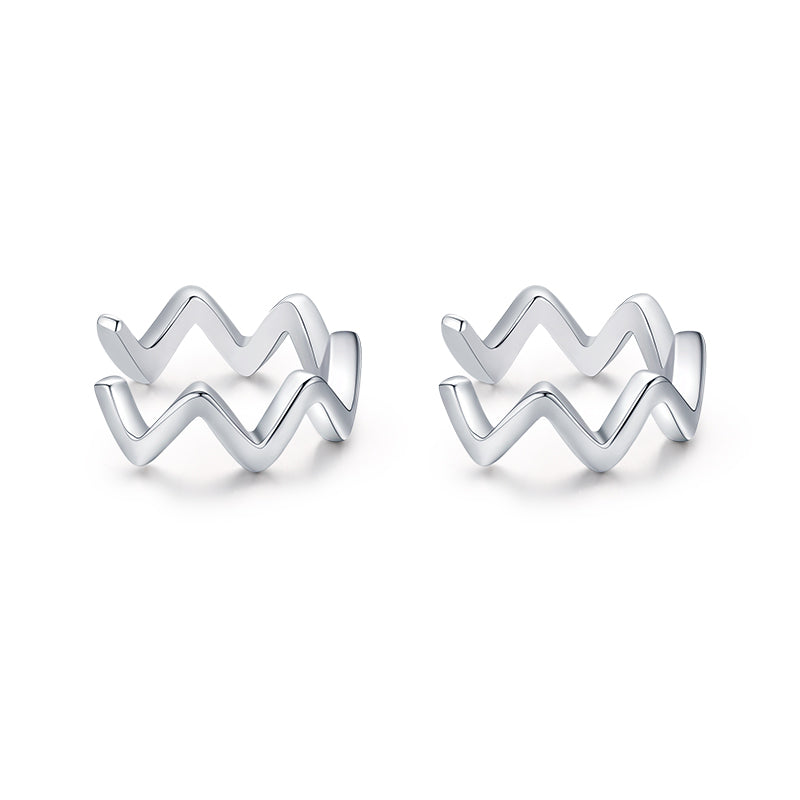 1 Pair Simple Style Waves Plating Sterling Silver 14k Gold Plated Rhodium Plated Ear Clips