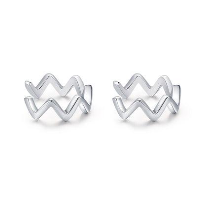 1 Pair Simple Style Waves Plating Sterling Silver 14k Gold Plated Rhodium Plated Ear Clips