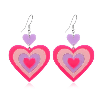 Streetwear Heart Shape Arylic Asymmetrical Acrylic Women's Drop Earrings