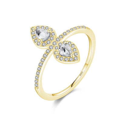 Elegant Water Droplets Sterling Silver Plating Inlay Zircon 14k Gold Plated Rhodium Plated Rings